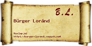 Bürger Loránd névjegykártya